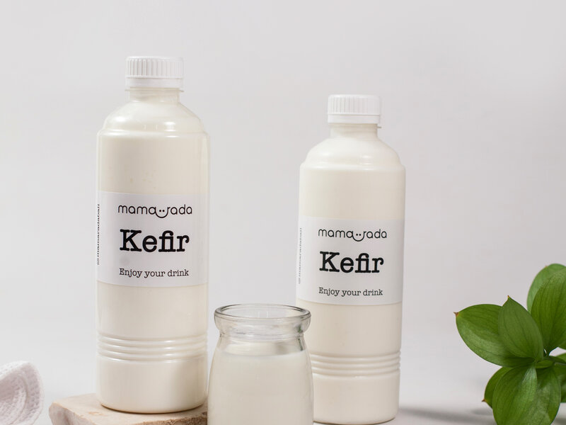 Fresh probiotic kefir fermented milk drink made in Bali